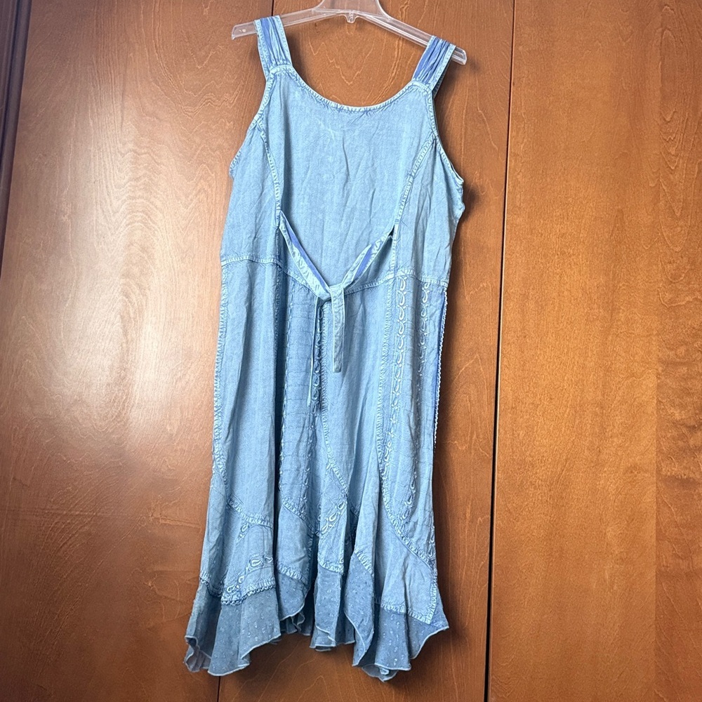 Coline NWT Denim Blue Viscose Beaded and Embroidered Midi Dress. XXL - Picture 3 of 8